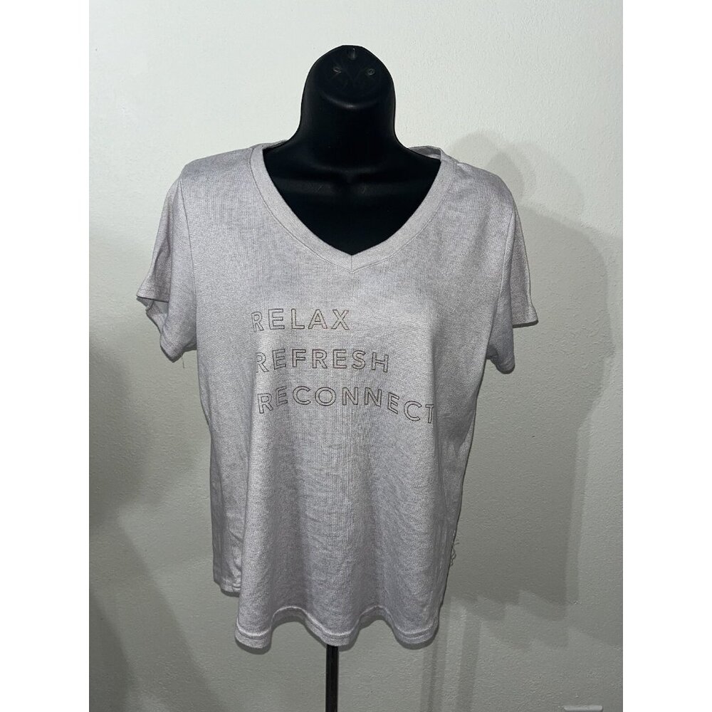 Danskin Active Tee Womens M Medium Relax Refresh Reconnect Lavender Stretch